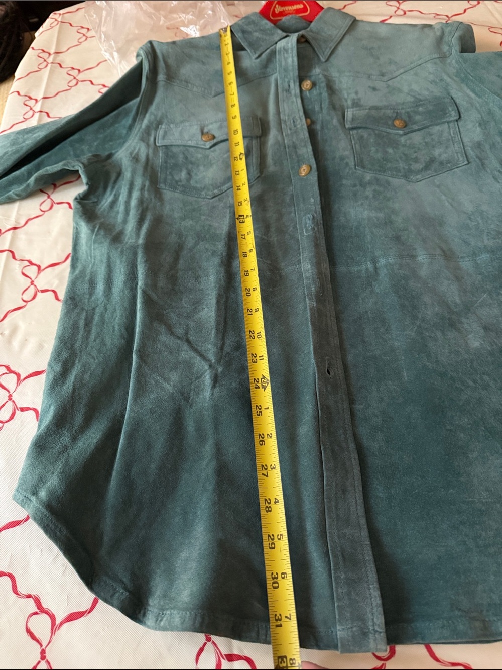Lauren Ralph Lauren Teal Suede Western-Style Button Shirt Jacket - Picture 8 of 11